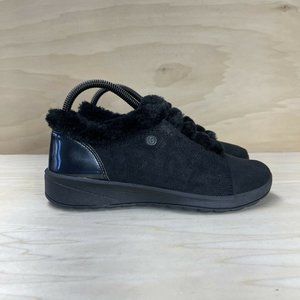 Bzees Womens Golden Slip On Black Fur Trim Boots Shoes Size US 7 EUR 37